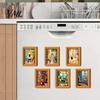Vintage Style Photo Holder for Office Locker Cute Cat Magnetic Fridge Magnet, Wooden Picture Frame, Fun Reusable Frame Set Cabinets Scene Decor Metal