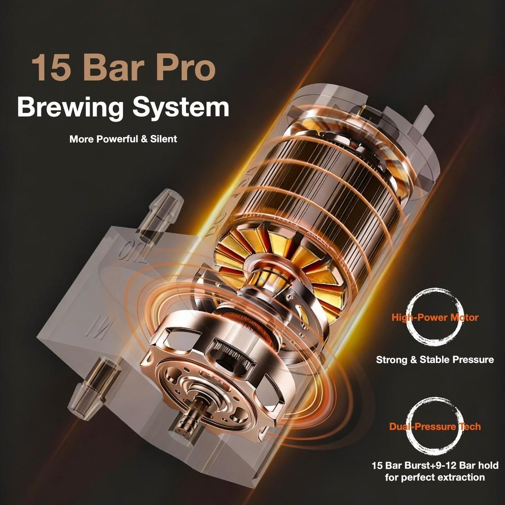 3-in-1 Wireless Portable Espresso Coffee Maker 15Bar Ground & Capsule Compatible Espresso Machine Hot & Cold Brew Coffee Machine