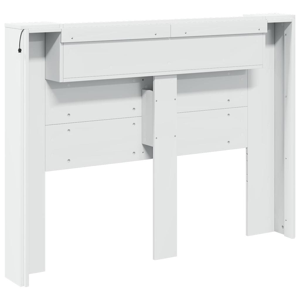 Storage Headboard with LED White Wood Material