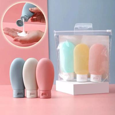 3Pcs Refillable Bottle 60ml Soft Silicone Lotion Empty Container Squeeze Tube Empty Bottle Portable Travel Shampoo Bottle Travel Refillable Bottle Set