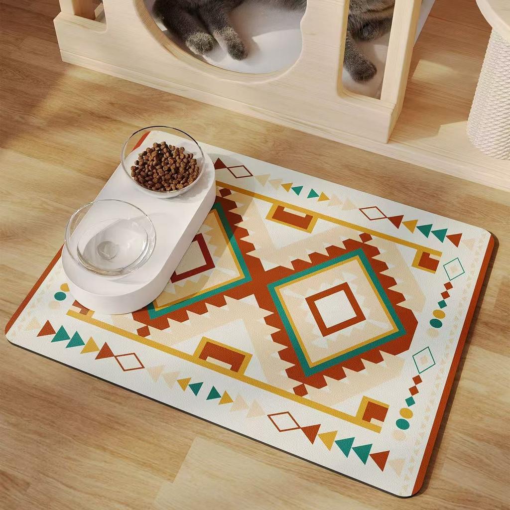 Pet Feeding Floor Mat Water-Absorbing Cooling Anti-Slip Mat Cat Mat Dog Mat Special Wipe No-Wash Pet Mat