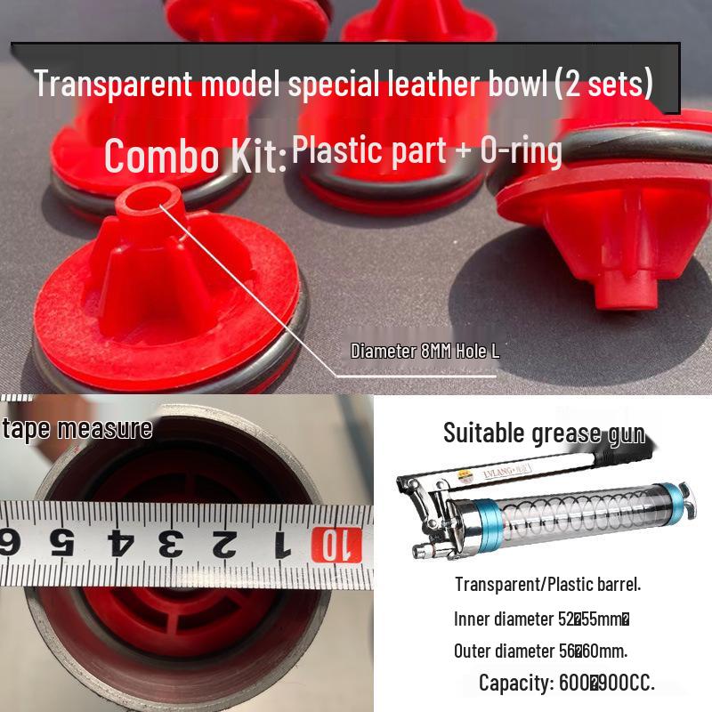 Universal Grease Gun Spare Parts Set: Leather Cup, Oil Seal, Rubber Ring, Iron Sheet, Plastic Parts
