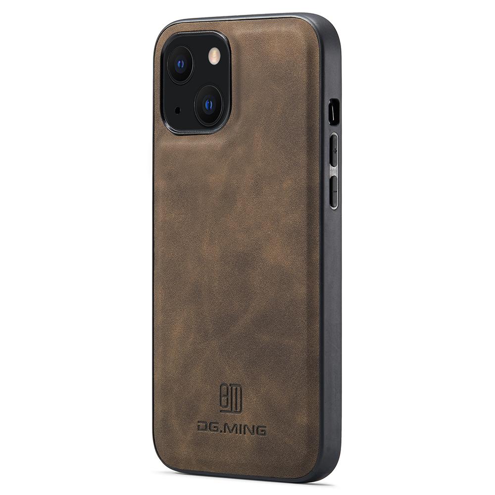 DG.MING For iPhone 13 Case Back Protector PU Leather+PC+TPU Phone Cover