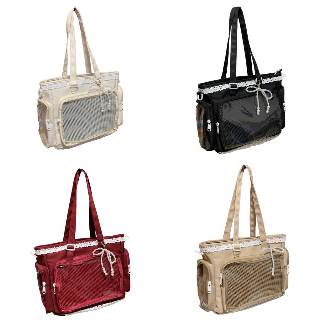 Pvc Transparent Tote Bag For Women With Zipper Pocket And Shoulder Strap For Daily Use