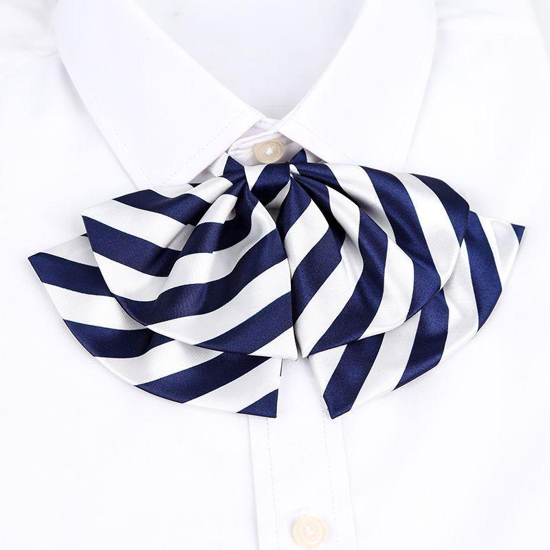 Business Attire Double Layer Bow Tie For Women With Polyester Material And Button Fastening