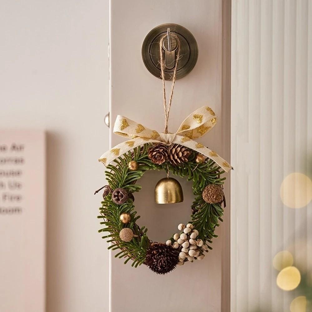 Cute Christmas Pendant Red Velvet Bow Jingle Bells Door Hanger Gift Xmas Tree Ornament Christmas