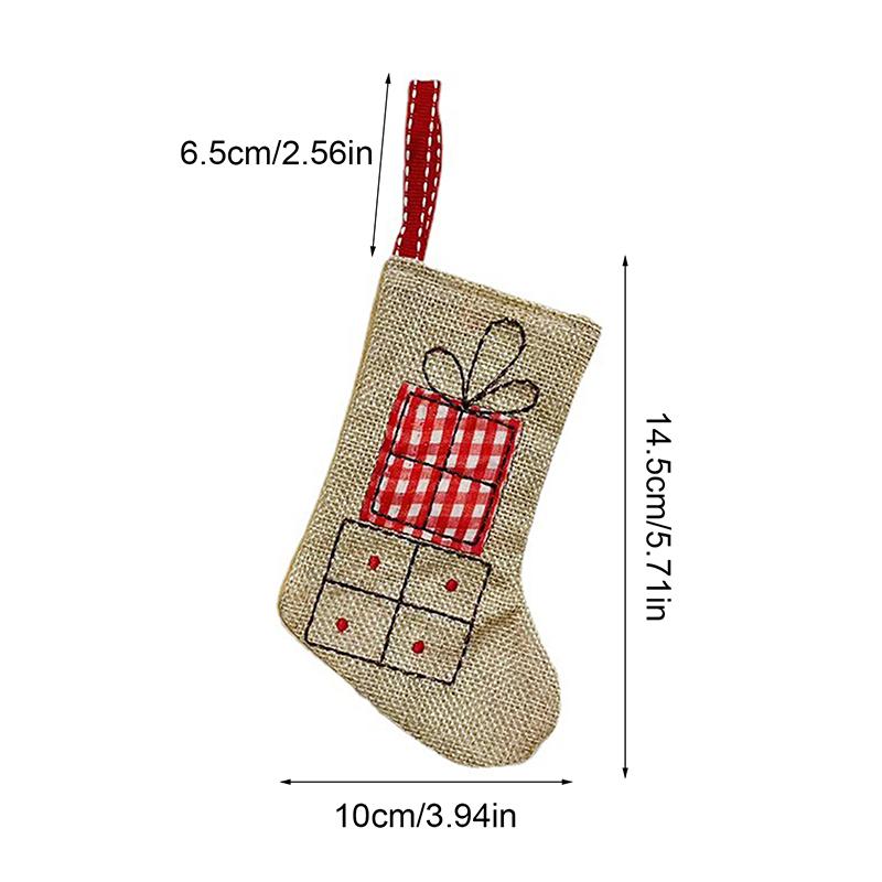 Burlap Embroidery Christmas Stocking Hemp Christmas Socks Hanger Christmas Tree Hanging