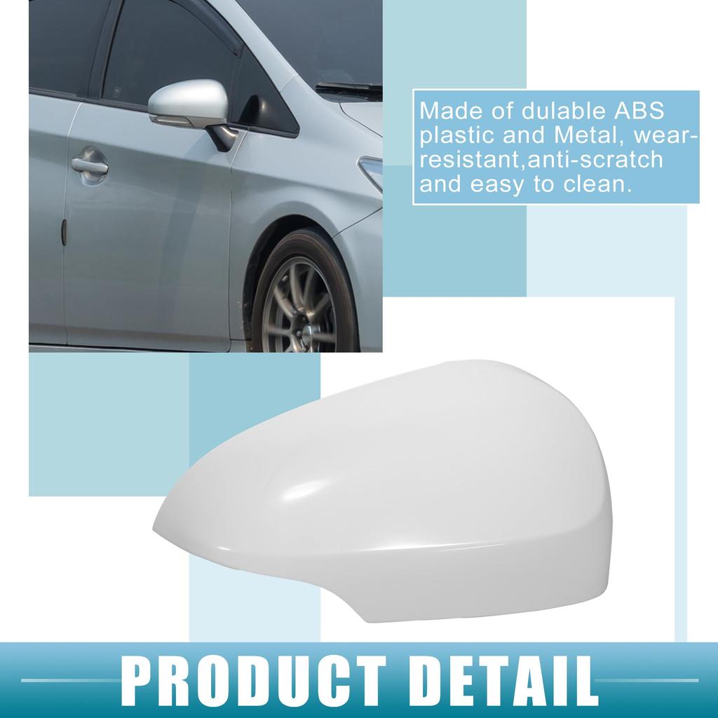 ABSOPRO Rearview Mirror Cover Cap, Right Door Mirror Cover, Compatible with Toyota Prius C 2012-2018, ABS Plastic, White