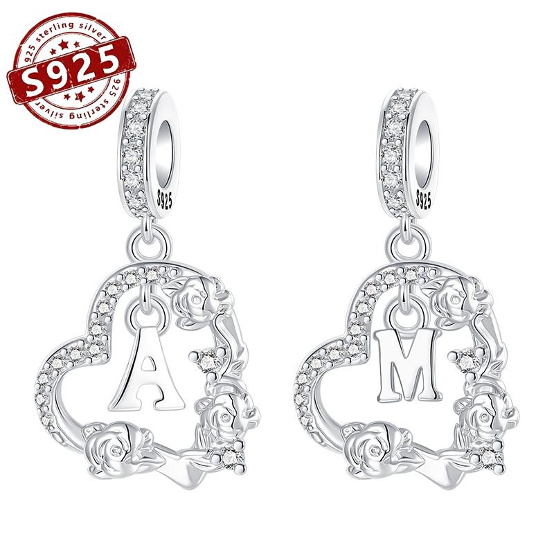 Silve Letter A M Floral Border Pendant Charms Ideal For Original Design Bracelet Beads Necklace Do-It-Yourself Female Jewelry