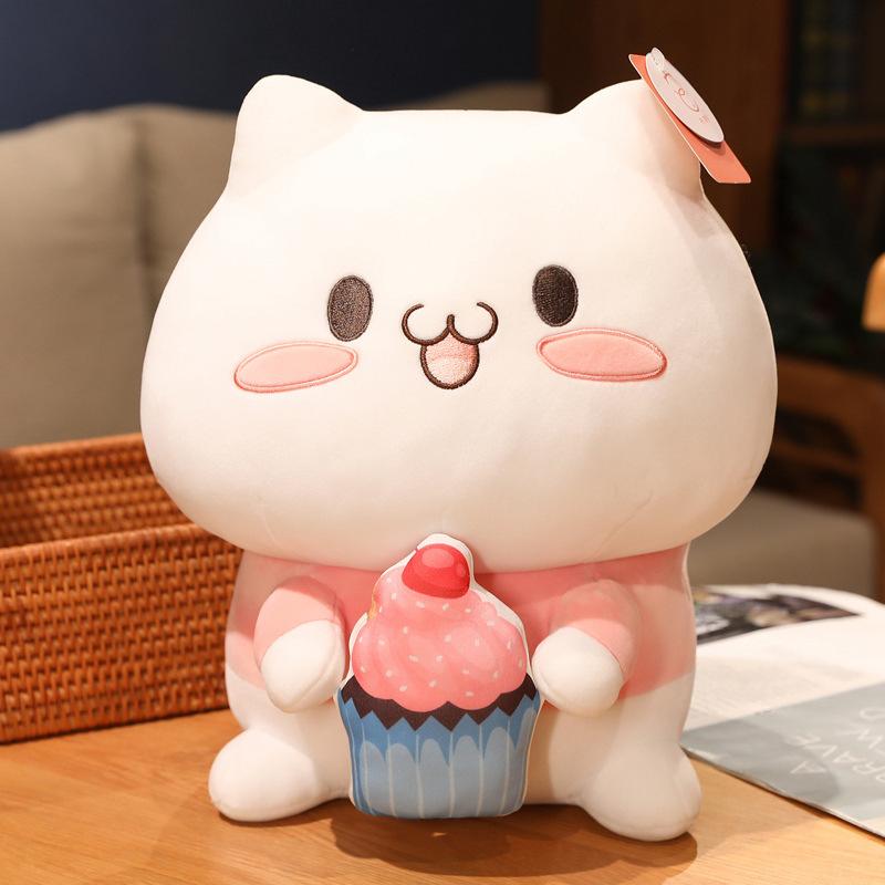 Soft Ice Cream Cake Cat Plush Doll Cute Dumpling Kitten Doll Throw Pillow Girl Bed Throw Pillow