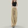 Women's High Waist Flare Jeans Loose Khaki Vintage Draping Wide Leg Denim Pants