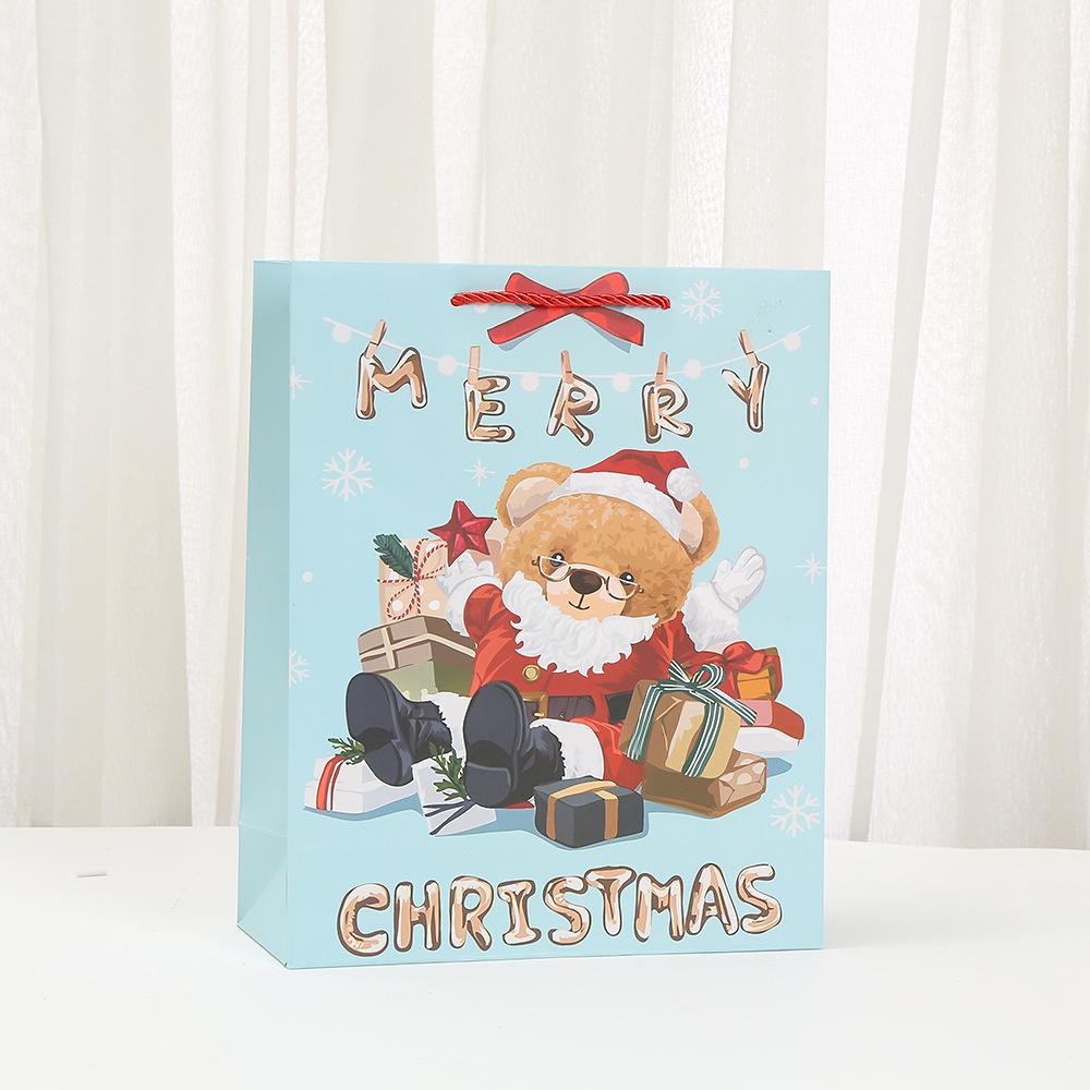 6/10 Stück StoBag Weihnachtliche Geschenktaschen Papiertragetaschen Teddy-Thema Wiederverwendbar für Urlaubsverpackung Partygeschenke Winterveranstaltungen