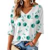 Women's V-Neck Retro Floral Print Lightweight Blouse for Spring and Summer