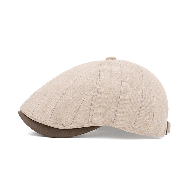Autumn Winter Striped Beret Men's Retro Warm Forward Cap Painter's Cap Newsboy Cap