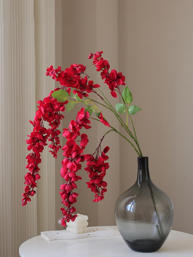 3 Pcs Artificial Wisteria Flowers Branches Fake 39 Inch Long Stems Silk Wisteria Flowers String for Home Balcony