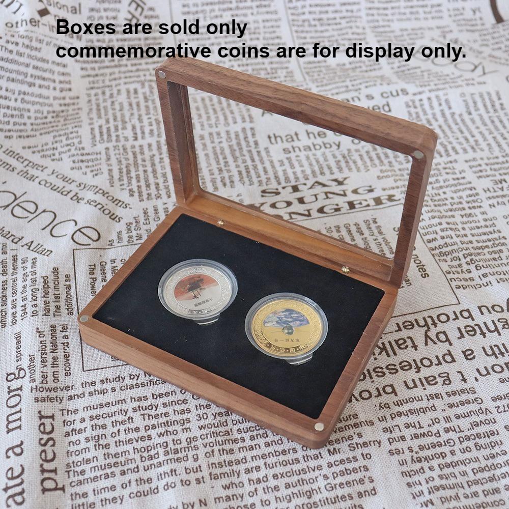 

Acrylic Double Coin Box Commemorative Badge Medal Ancient Coin Collection Storage Wooden Box Business Gift Souvenir Box чёрный