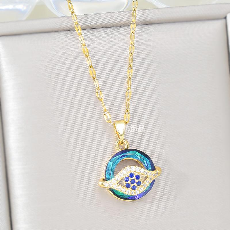 Devil'S Eye Necklace Female Premium Personality Versatile Round Blue Eye Pendant Ornament