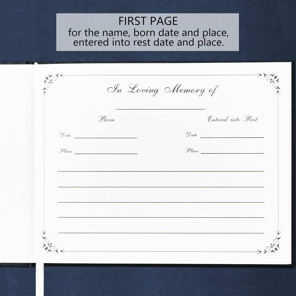 Funeral Guest Book for Memorial Service In Loving Memory Guest Book for Funeral Guest Sign In Book (Book, Navy)