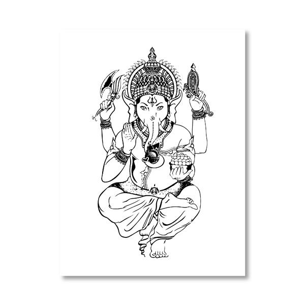 Hinduismus Hindu Gott Ganesha Maske Poster Religion Symbol Kunst Leinwandbild Schwarz Weiß Bilder Heimdeko Wandkunst Drucke Ohne Rahmen