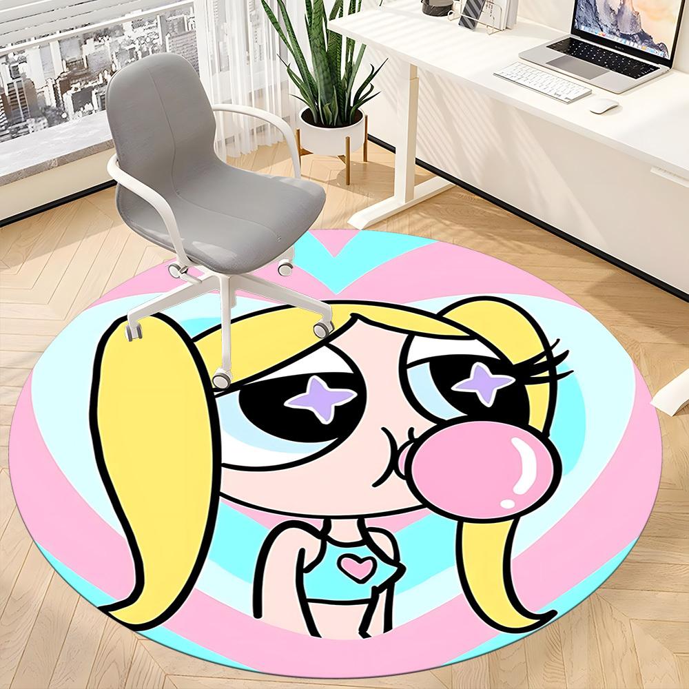 1pc Powerpuff Girls Office Round Area Rug, Under Office Chairs Bedroom Living Room Home Decor, Room Deco, Available in Various Sizes140
