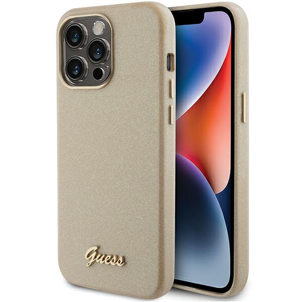 Etui Guess Glitter Glossy Script Do Iphone 15 Pro, Złoty/Light Gold