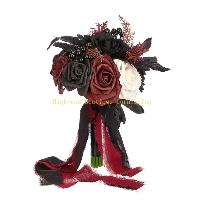 

Wedding Bouquets with Ribbon Artificial Black Flower Bouquets Halloween Bouquets