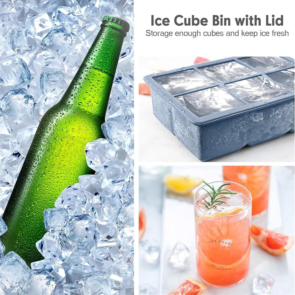 Silicone Ice Cube Trays,Large Size Silicone Ice Cube Molds with Leak Proof Removable Lid Square Ice Cube Tray And BPA Free