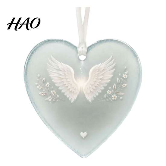 Creative Home Garden Ornament Heart Shaped Acrylic Hanging Pendant for Car Rear View Mirror, Mirror Charm Translucent Christmas Tree And Keychain