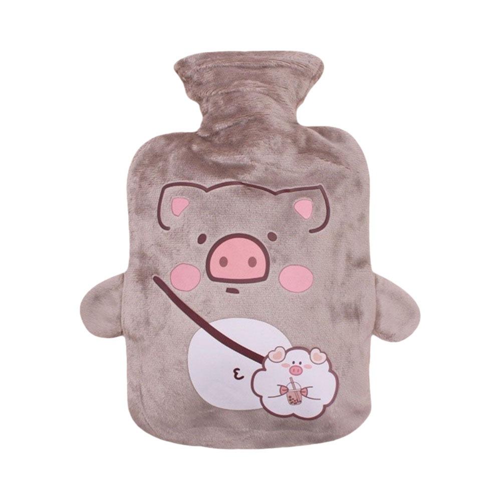 Samt Wärmflasche Cartoon Muster Heißwasserbeutel Tragbare Heißwasserflasche Bauchwärmer