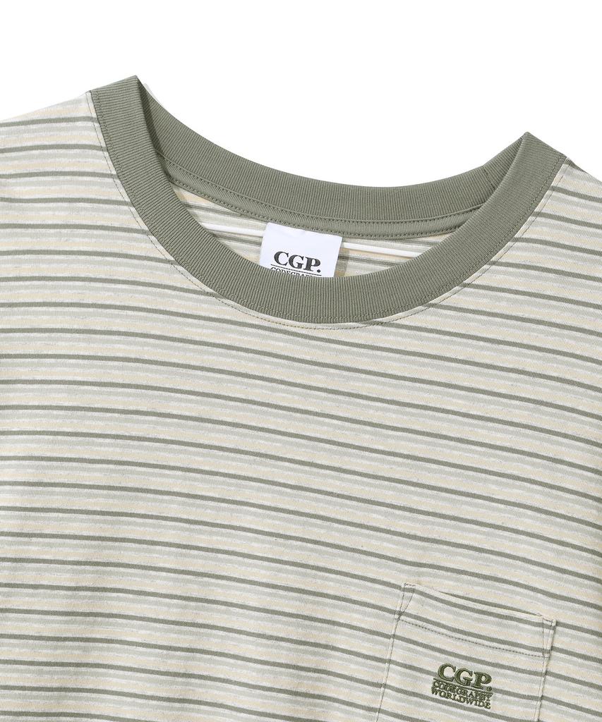CGP Pinstripe Mini Pocket Short Sleeve T-Shirt - Dark Khaki