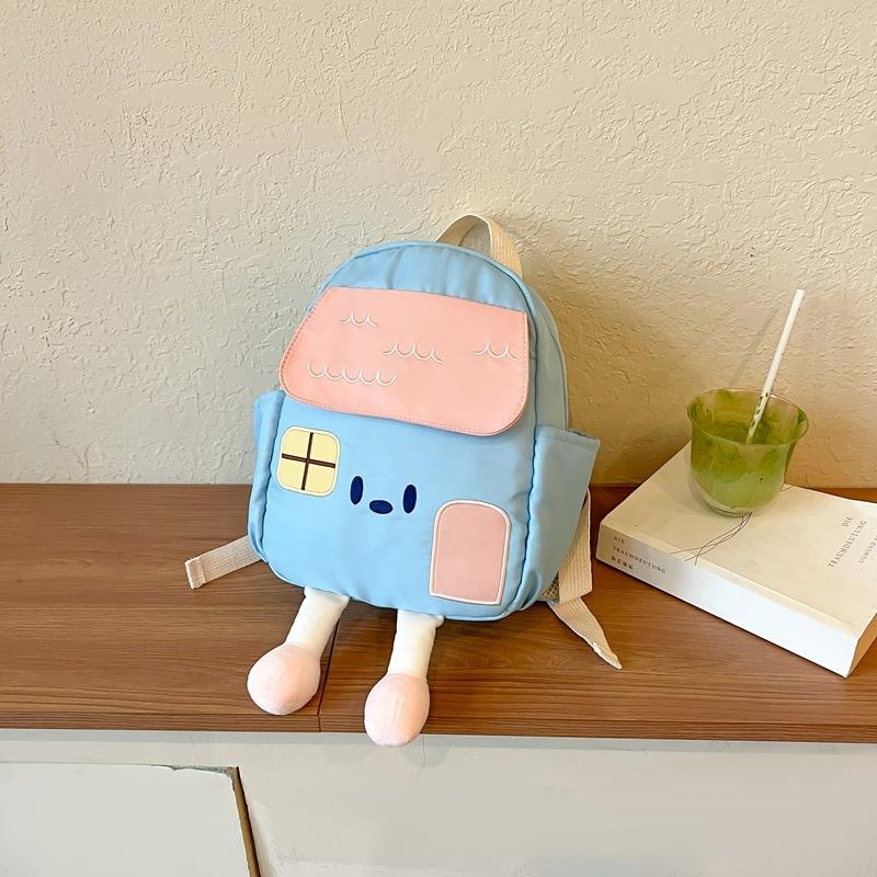 

Double-shoulder Bag - Cute Little House - Kindergarten Student Schoolbag - Children s Backpack small синий