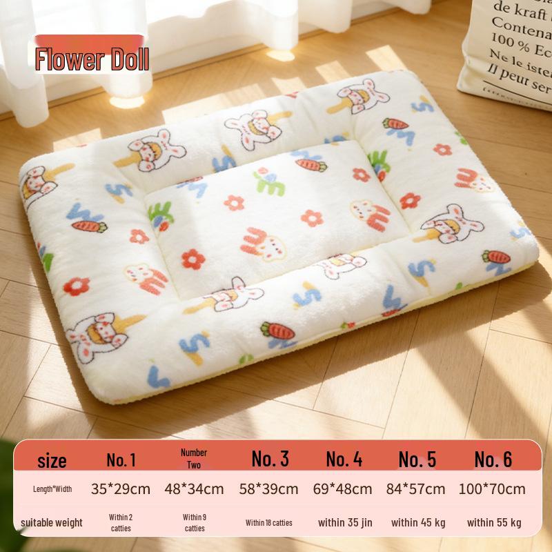 Thick Plush Pet Mat: Cat Bed, Dog Bed, Flannel Blanket, Cotton Sleeping Pad
