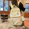 College Style Student Schoolbag Color Block Girl Multi-Pocket Large Capacity Backpack