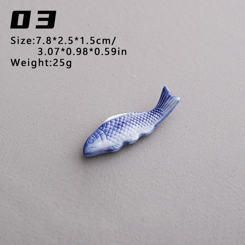 Cute Little Fish Ceramic Solid Chopstick Holder for Japanese Restaurants, Spoons, Fork Racks, Ceramic Rest Kitchen Utensils