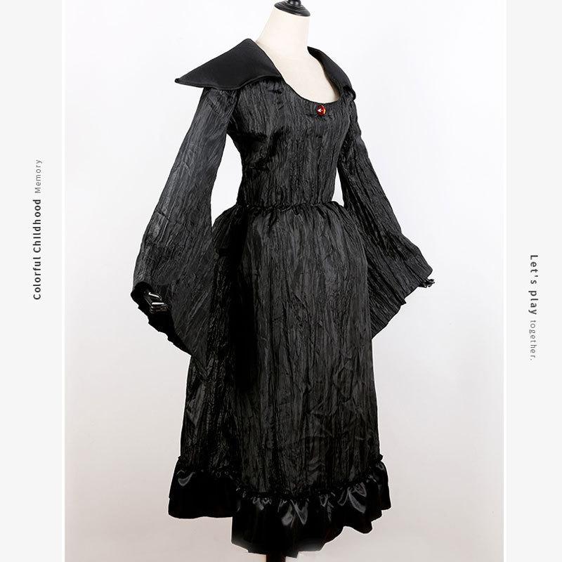 

Роскошный темный косплей-наряд колдуньи для Хэллоуина или тематических вечеринок. Идеально подходит для взрослых. Without Button,XL