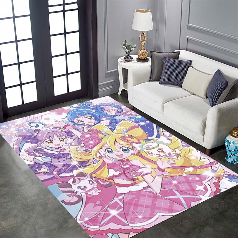 Pretty Cure Cartoon Rugs Are Suitable for Home Décor In Areas Such As Game Rooms, Bedrooms, Living Rooms, and Sofa Areas.