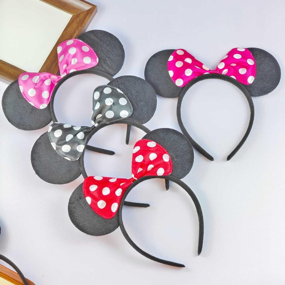Lovely Ears Kids Mickey Headbands Hair Party Sequin Birthday Accessories Minnie Hairbands Bows Girls Headband