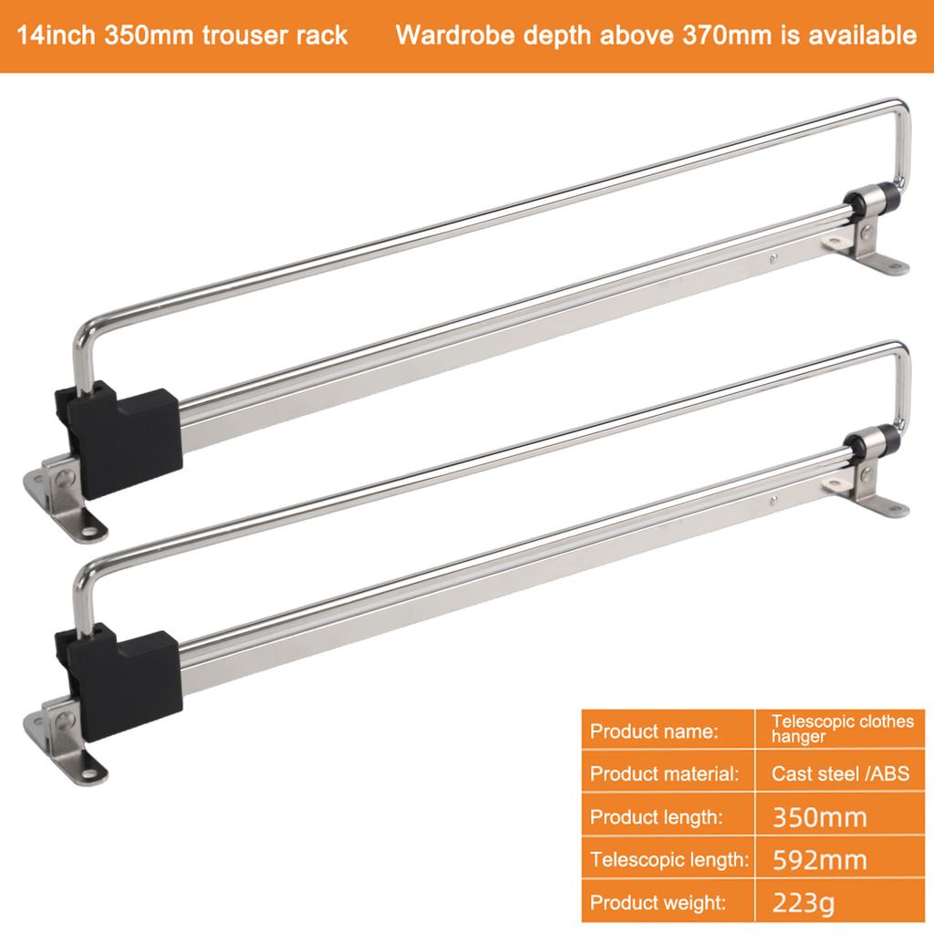2Pcs Telescopic Clothes Rods Retractable Pull-Out Hanger For Clothes Retractable Top Mount Wardrobe Rail Coat Racks Closet Rod