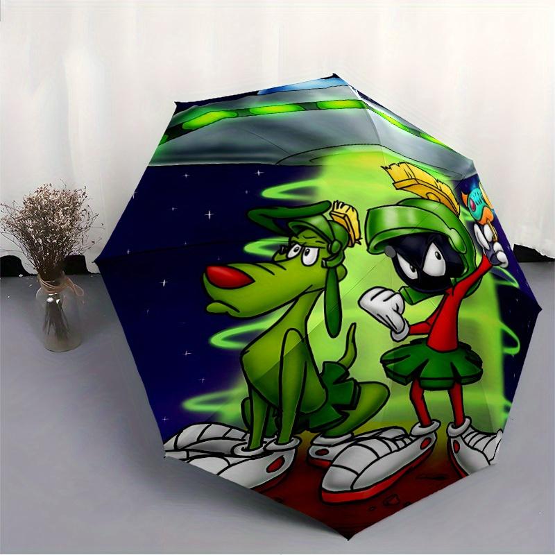 Looney Tunes Marvin the Martian Automatic Open/Close Umbrella   Compact Travel Umbrella, 8 Rib Heavy Duty Construction, Ideal Gift, 107