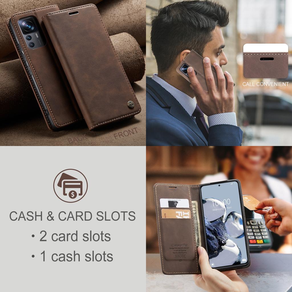 Magnetic Closure Leather Wallet Case for Xiaomi 15 Ultra 14 Pro 13T Pro 12X 12S 11T Lite Dustproof Cover with Card Slots Bracket