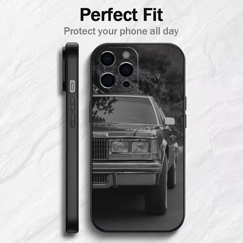 1976 Classic Vintage Cars S-SevilleES Phone Case For iPhone17,16,15,14,13,12 Plus,Max Soft Silicone Black Cover
