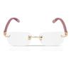 RSINC Unisex Klassische Retro Holzbrille mit Goldrahmen – Zeitlose Mode aus Indien | Vintage Retro Stil