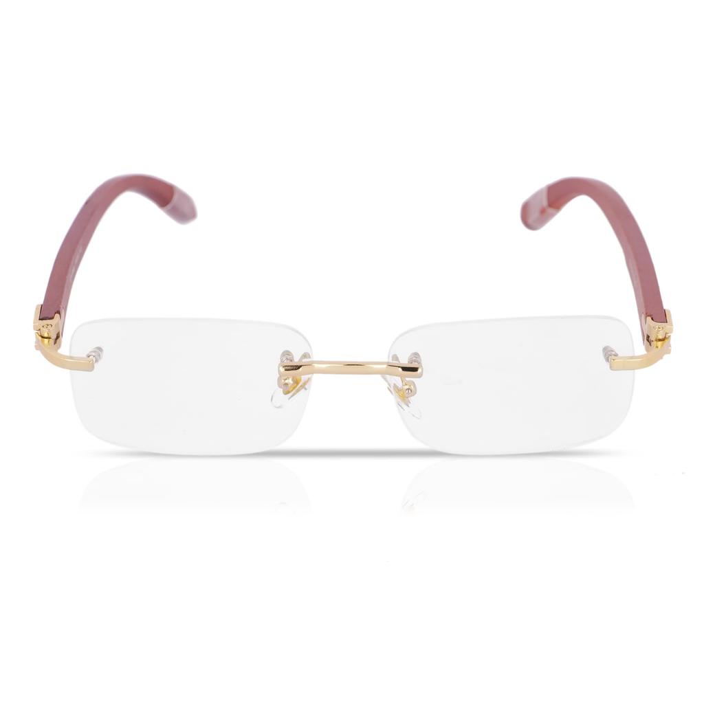 RSINC Unisex Klassische Retro Holzbrille mit Goldrahmen – Zeitlose Mode aus Indien | Vintage Retro Stil