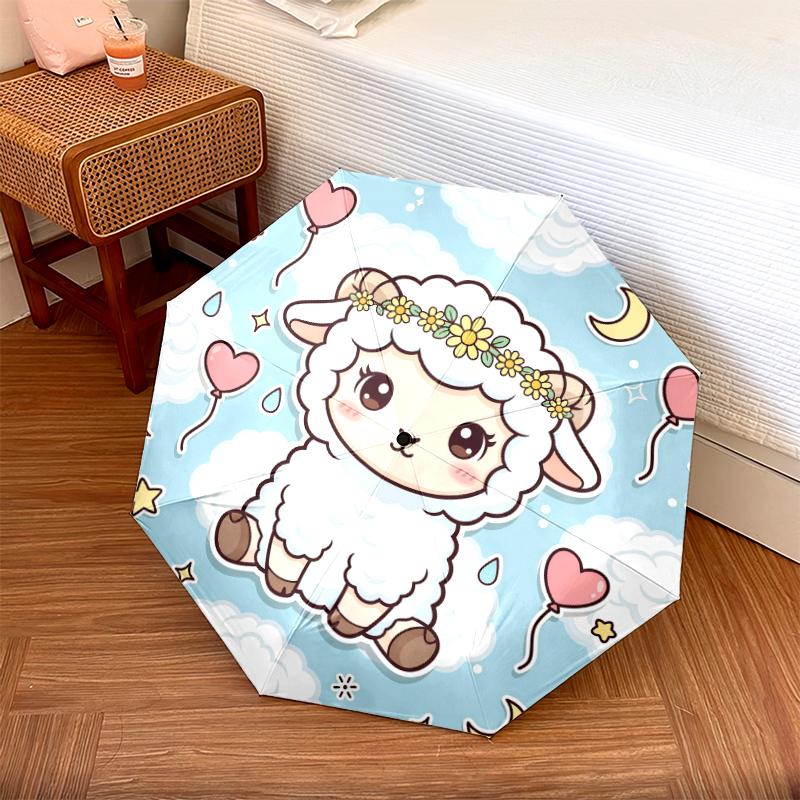1 PC Automatic Folding Umbrella - Cartoon Animals Pattern, Portable & Foldable Design with 8 Ribs, Christmas Birthday Gifts