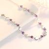 New Arrival  Sterling Silver Heart Shaped Bracelet for Women Heart Chain Tassel Purple Crystal Zircon Original Party