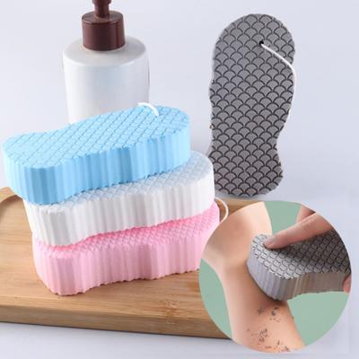 4 spugne esfolianti 3D ultra morbide per il corpo con motivo a squame di pesce e cordino per la doccia.