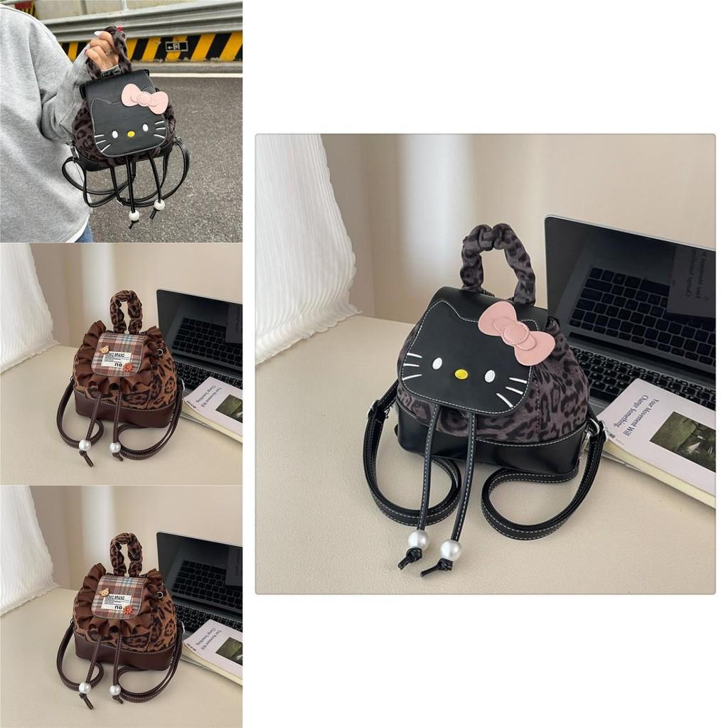 Hello Kitty Cat Mini Backpack With Nylon Material And Butterfly Knot For Daily Use