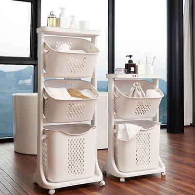 Multi-Tier Rolling Laundry Hamper Dirty Clothes Basket Cart with Removable Basket Top