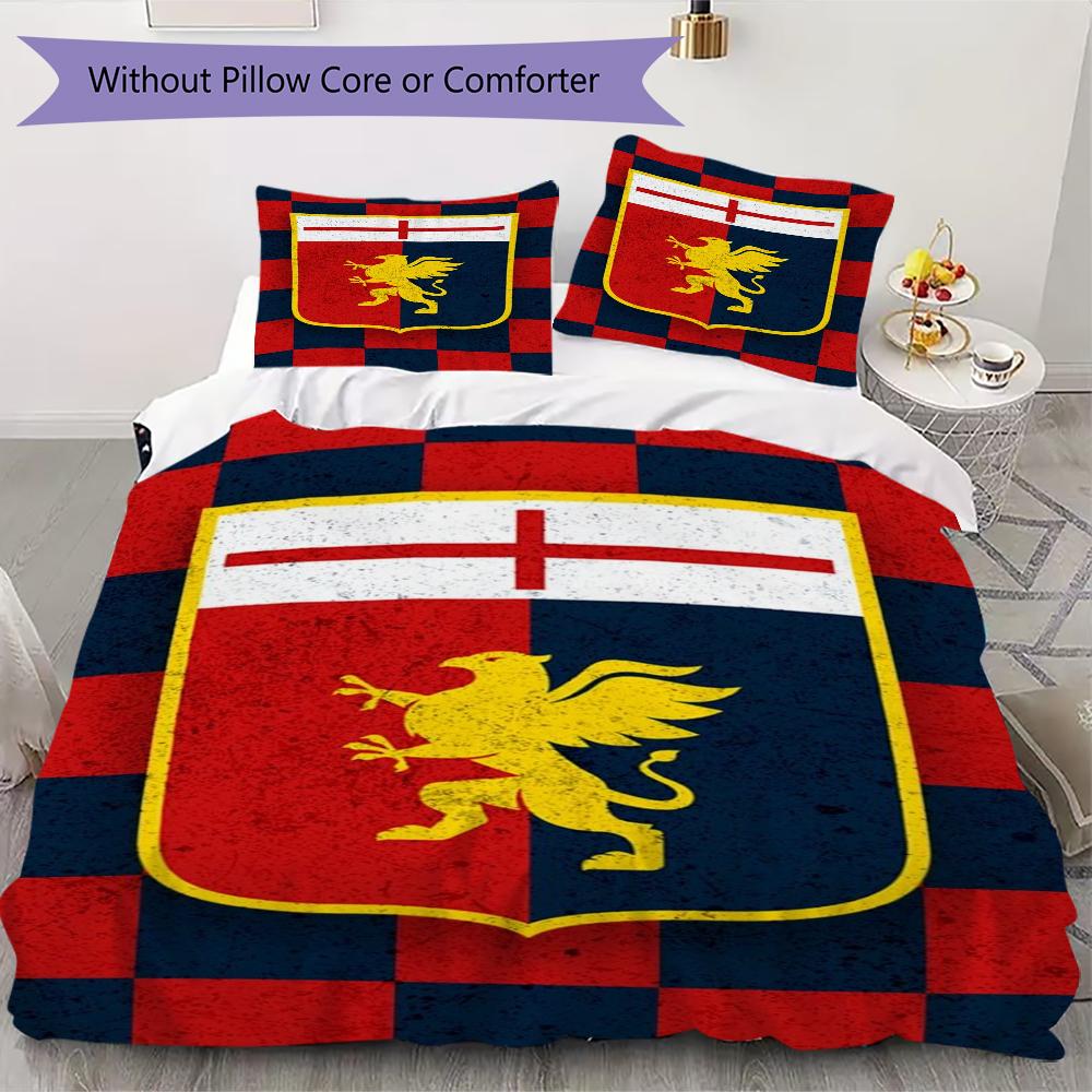 Genoa CFC Pattern Bedding,Quilt Set Quilt Cover Pillowcase Home Birthday Gift(1 * Duvet Cover + 2 * Pillowcase, Without Core)_lx