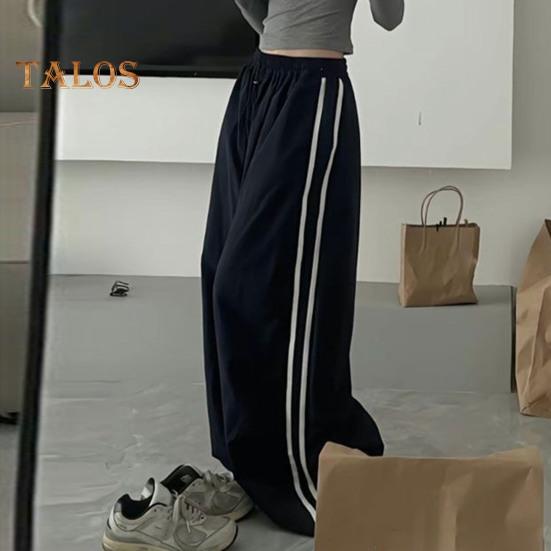 Dámské Cargo Kalhoty Elastický pas Stahovací lem Kalhoty pro volný čas s kapsami Boční pruhy Široká noha Sportovní kalhoty Streetwear